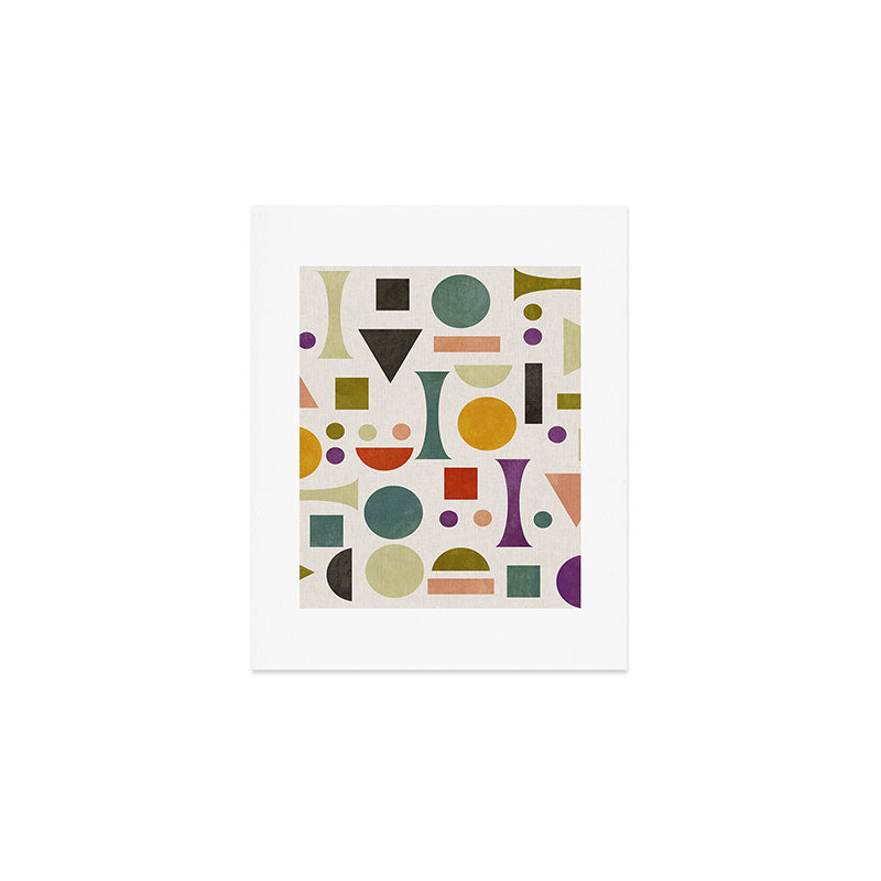 Playful Bauhaus geometric vivid shapes Art Print Gallery Image 1