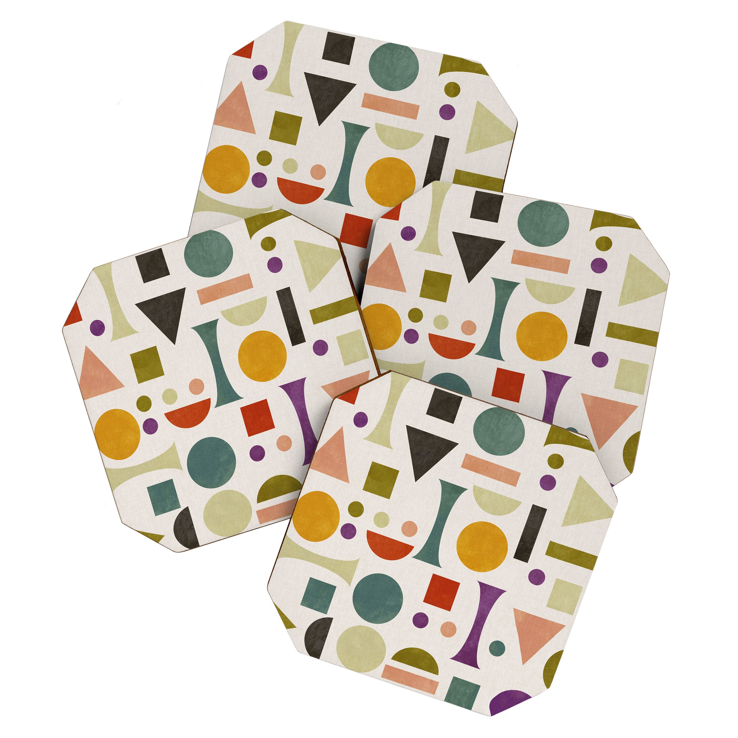 Playful Bauhaus geometric vivid shapes Coaster Gallery Image 1