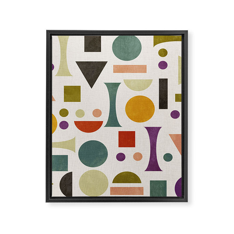 Playful Bauhaus geometric vivid shapes Framed Canvas Print Gallery Image 8