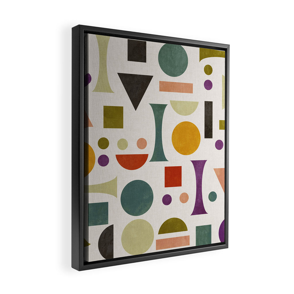 Playful Bauhaus geometric vivid shapes Framed Canvas Print Gallery Image 2