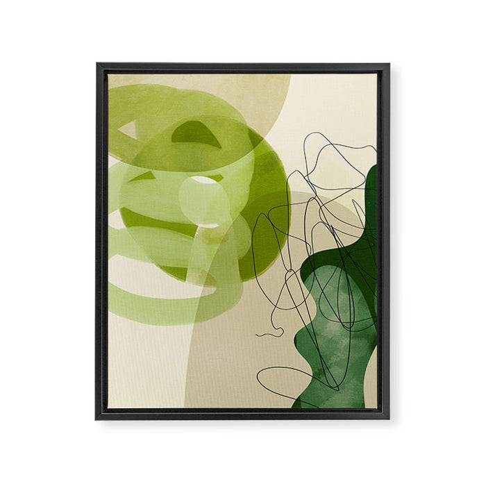 relations in green boho lines & shapes Framed Canvas Print Gallery Image 1