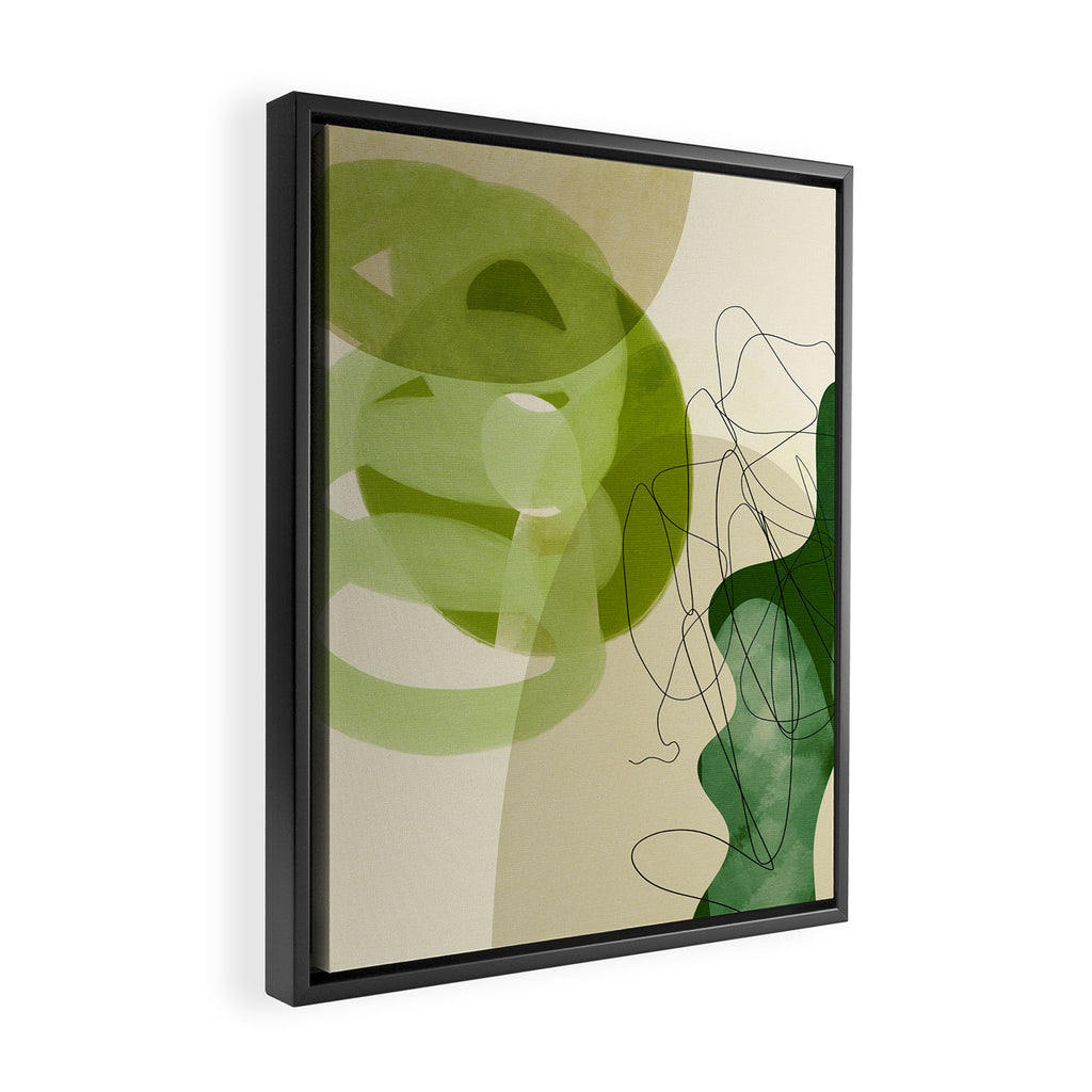 relations in green boho lines & shapes Framed Canvas Print Gallery Image 2