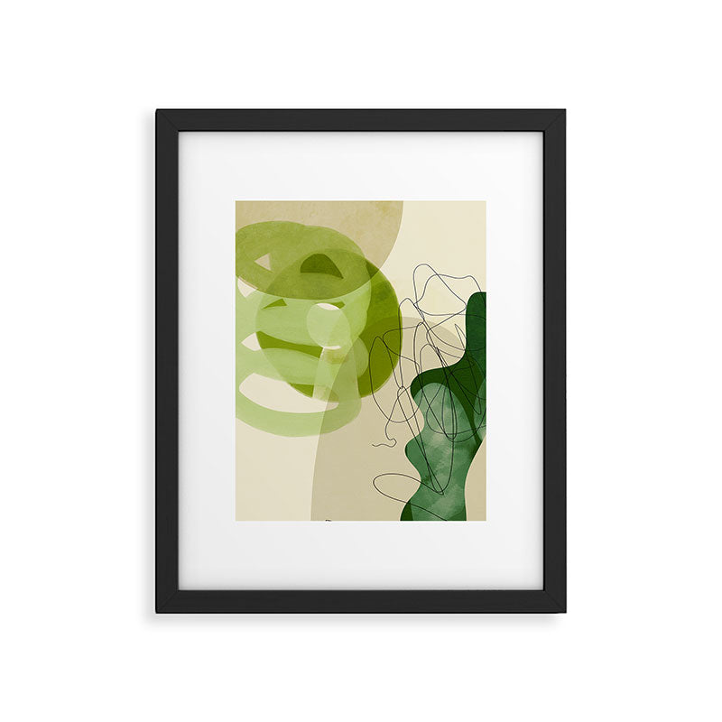 relations in green boho lines & shapes Framed Art Print Gallery Image 5