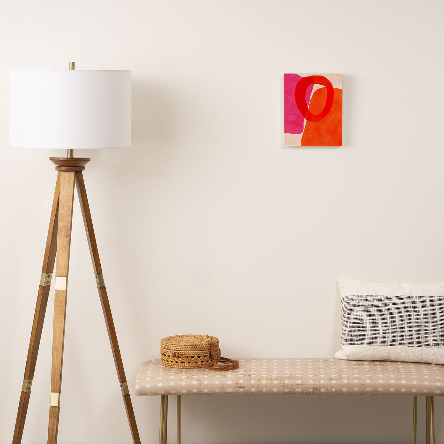 relations IV - pink shapes minimal painting Canvas Print Gallery Image 2