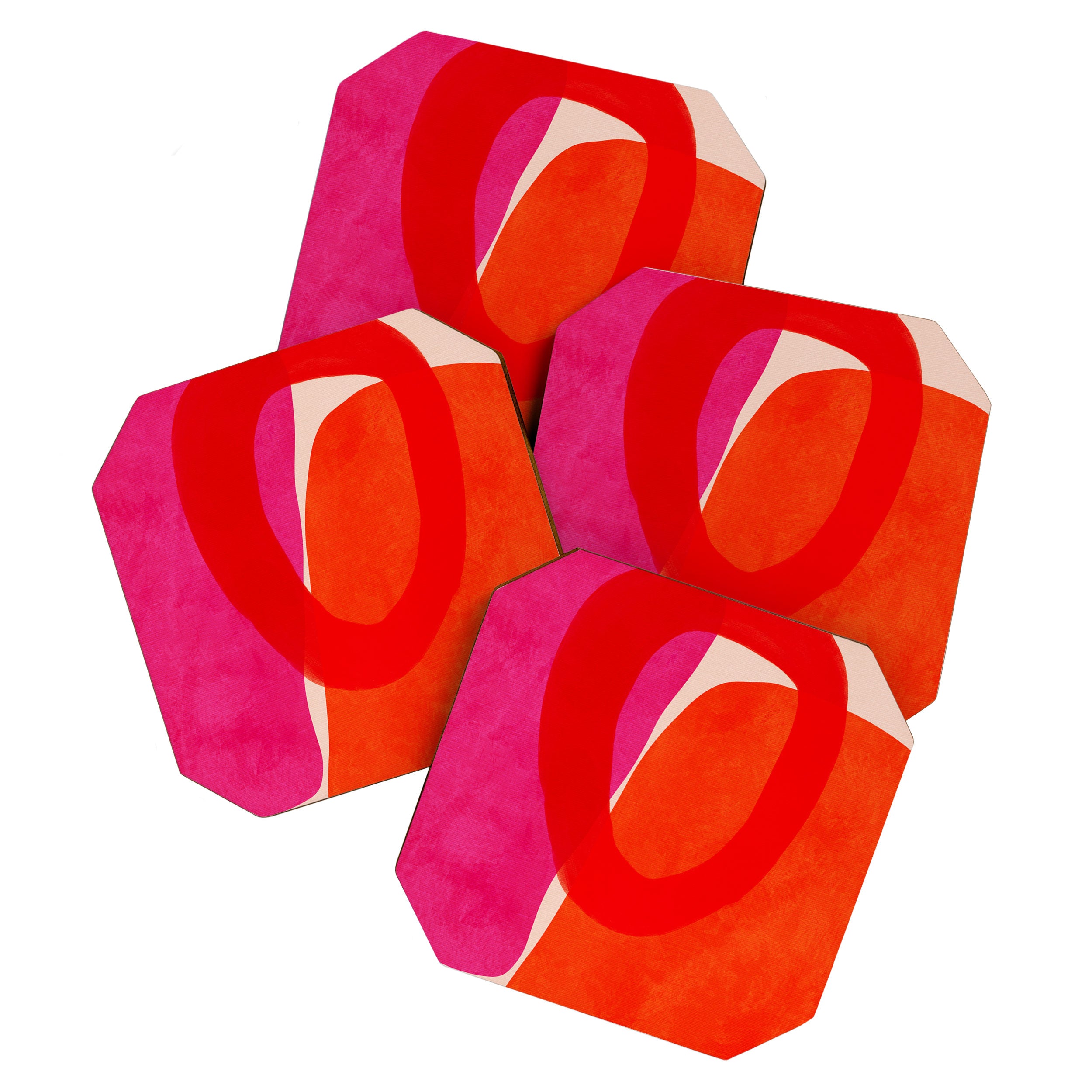 relations IV - pink shapes minimal painting Coaster Gallery Image 1