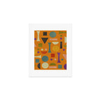 Retro Bauhaus geometric shapes on orange Art Print Gallery Image 1