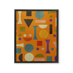 Retro Bauhaus geometric shapes on orange Framed Canvas Print Gallery Image 8