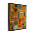 Retro Bauhaus geometric shapes on orange Framed Canvas Print Gallery Image 2