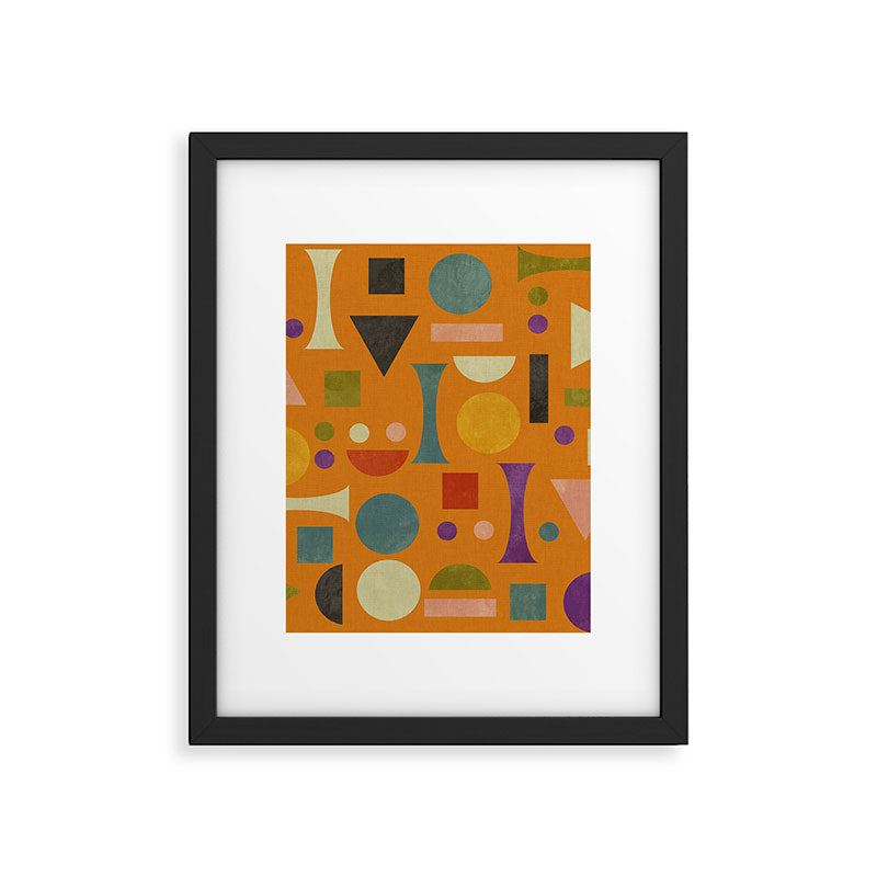 Retro Bauhaus geometric shapes on orange Framed Art Print Gallery Image 6