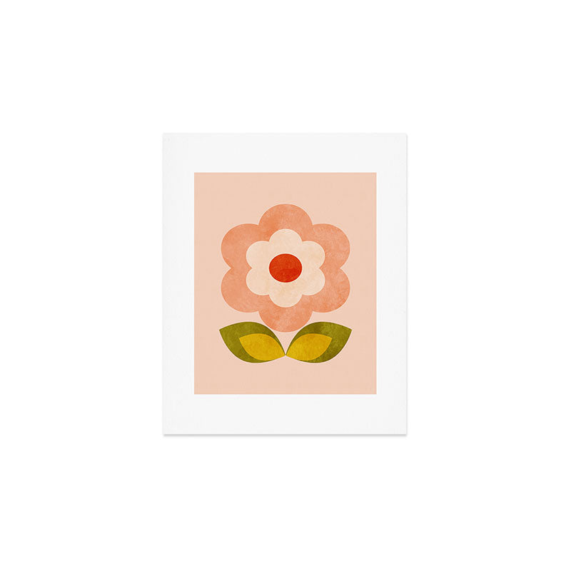 retro daisy minimal pink Art Print Gallery Image 1