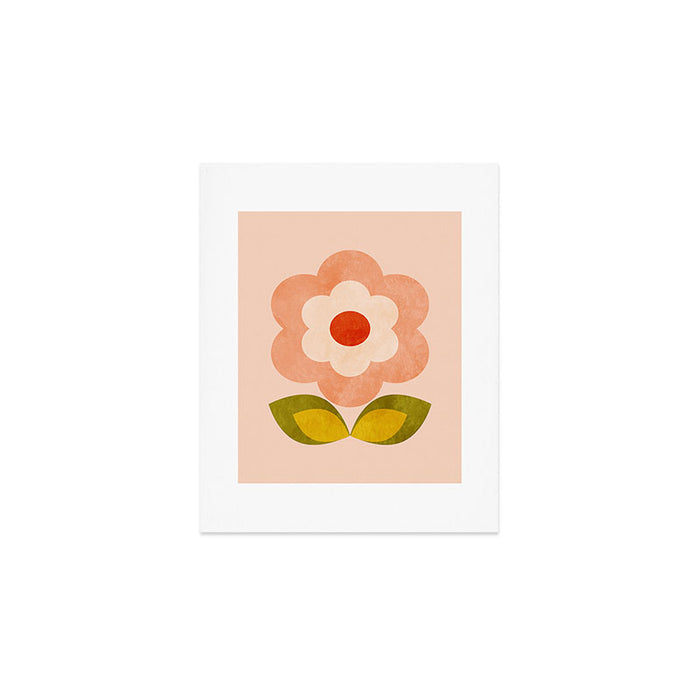retro daisy minimal pink Art Print Gallery Image 1
