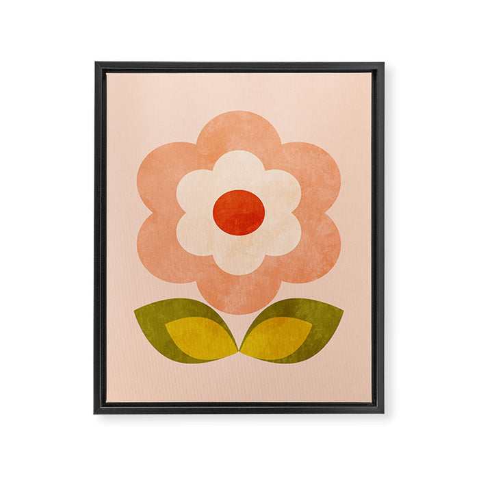 retro daisy minimal pink Framed Canvas Print Gallery Image 1