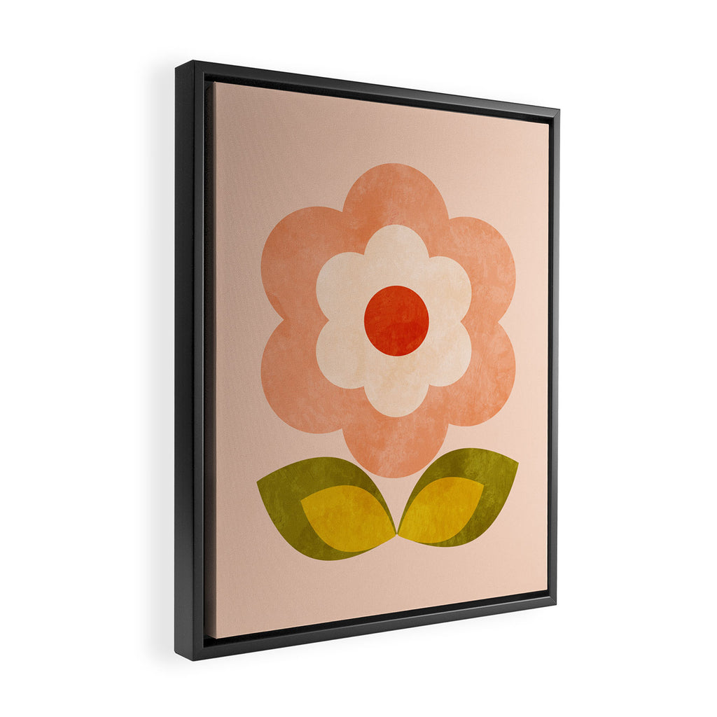 retro daisy minimal pink Framed Canvas Print Gallery Image 2