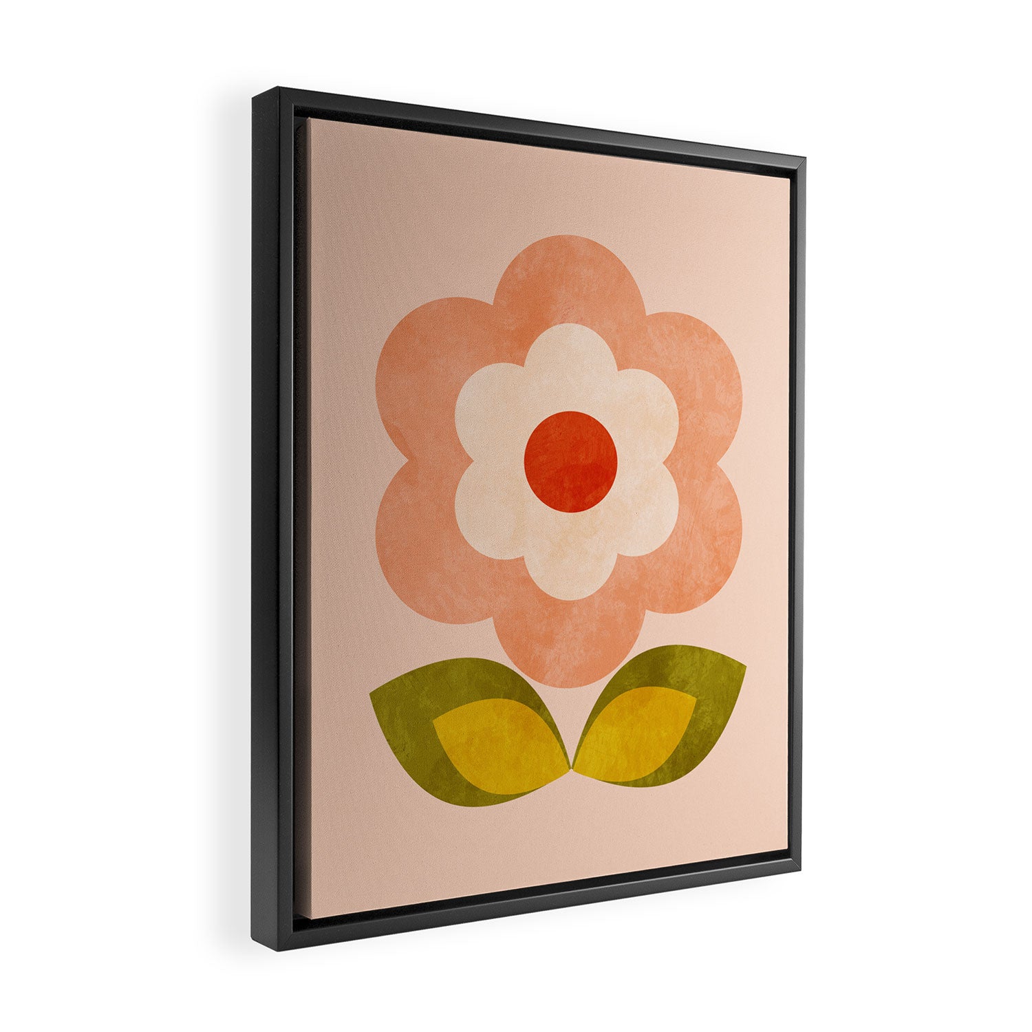 retro daisy minimal pink Framed Canvas Print Gallery Image 2