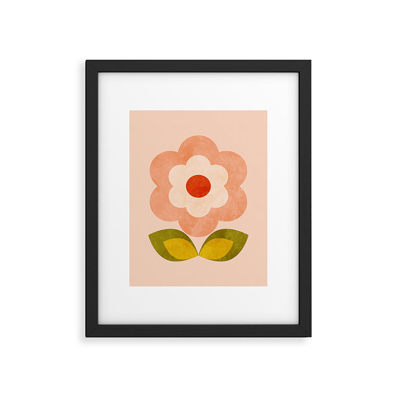 retro daisy minimal pink Framed Art Print Gallery Image 4