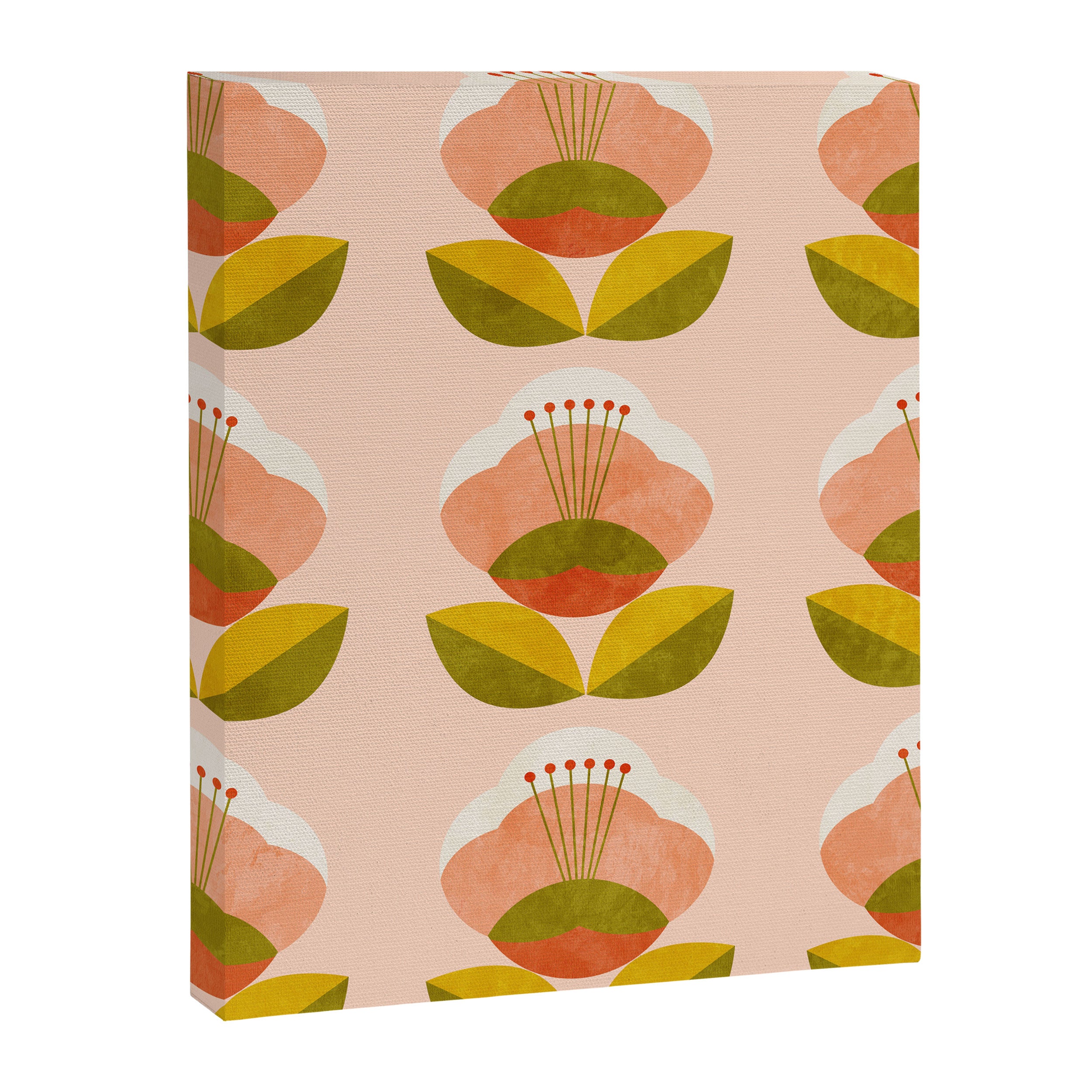 retro midcentury flower pink Canvas Print Gallery Image 8