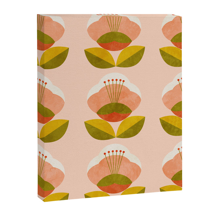 retro midcentury flower pink Canvas Print Gallery Image 1