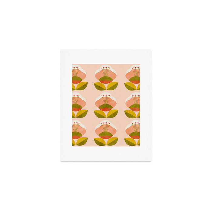 retro midcentury flower pink Art Print Gallery Image 1