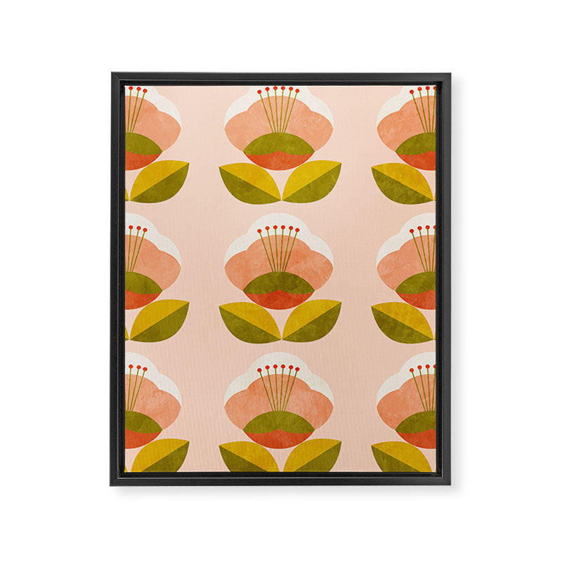 retro midcentury flower pink Framed Canvas Print Gallery Image 8