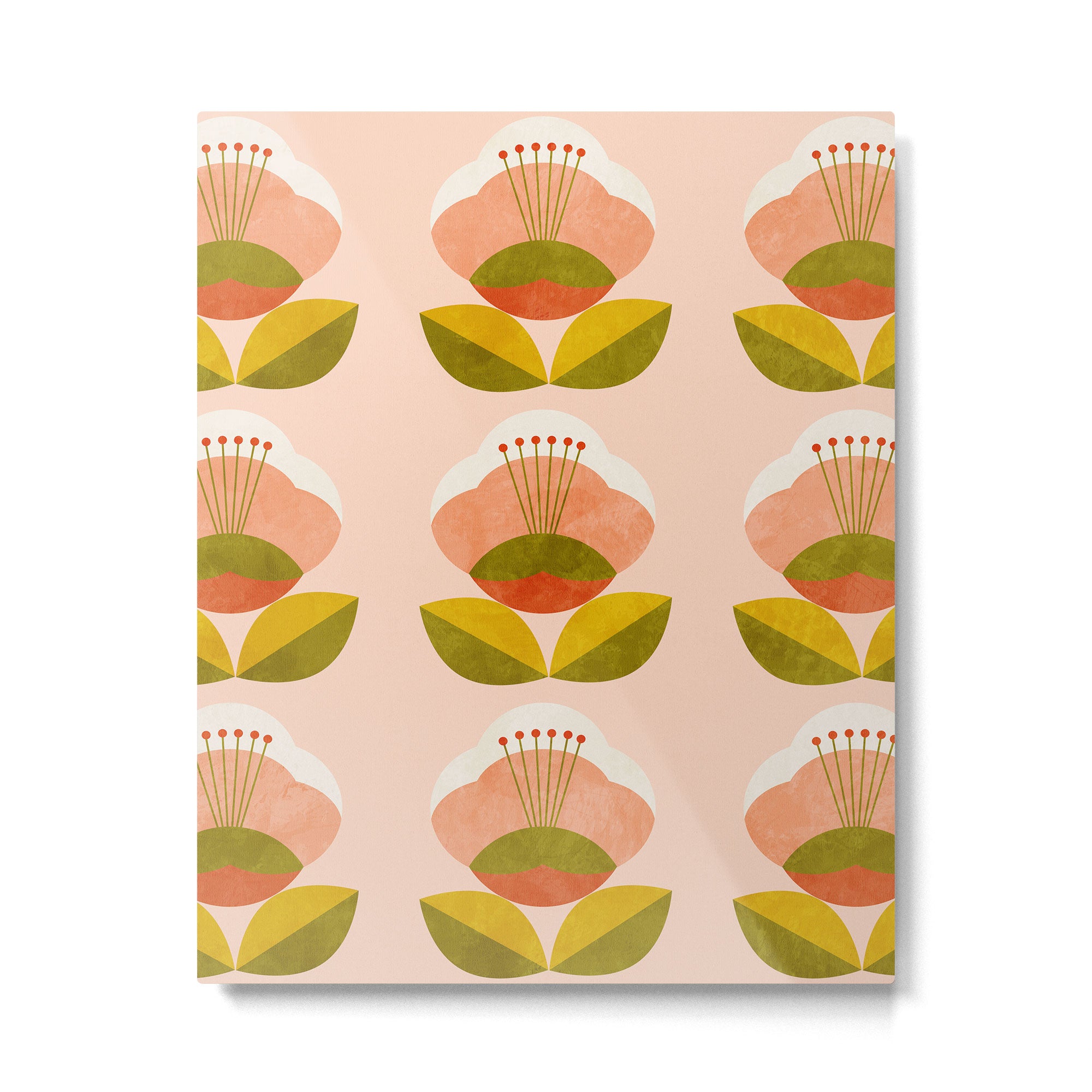 retro midcentury flower pink Metal Print Gallery Image 6