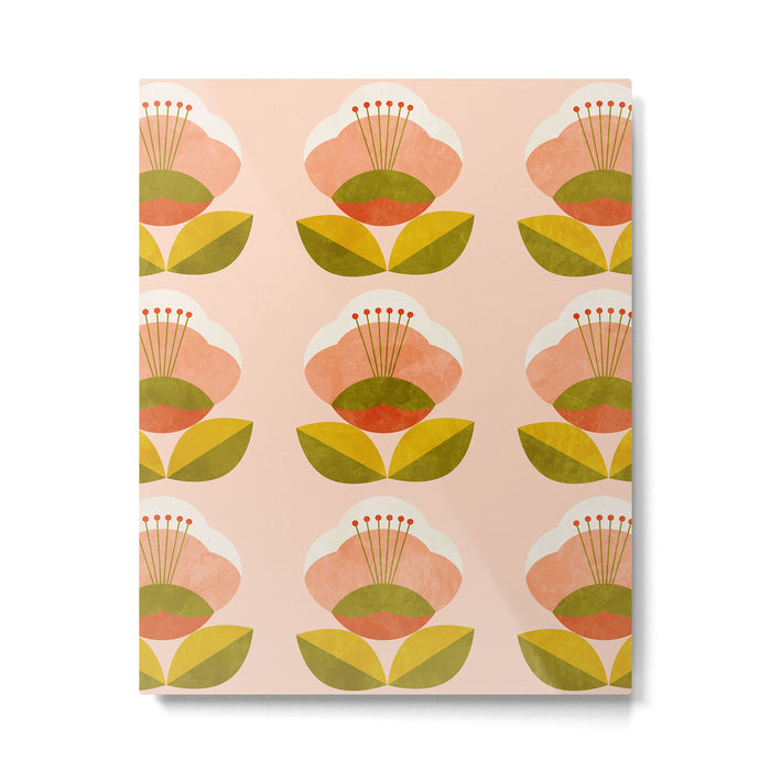 retro midcentury flower pink Metal Print Gallery Image 1