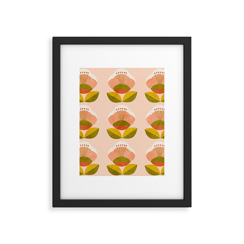 retro midcentury flower pink Framed Art Print Gallery Image 6