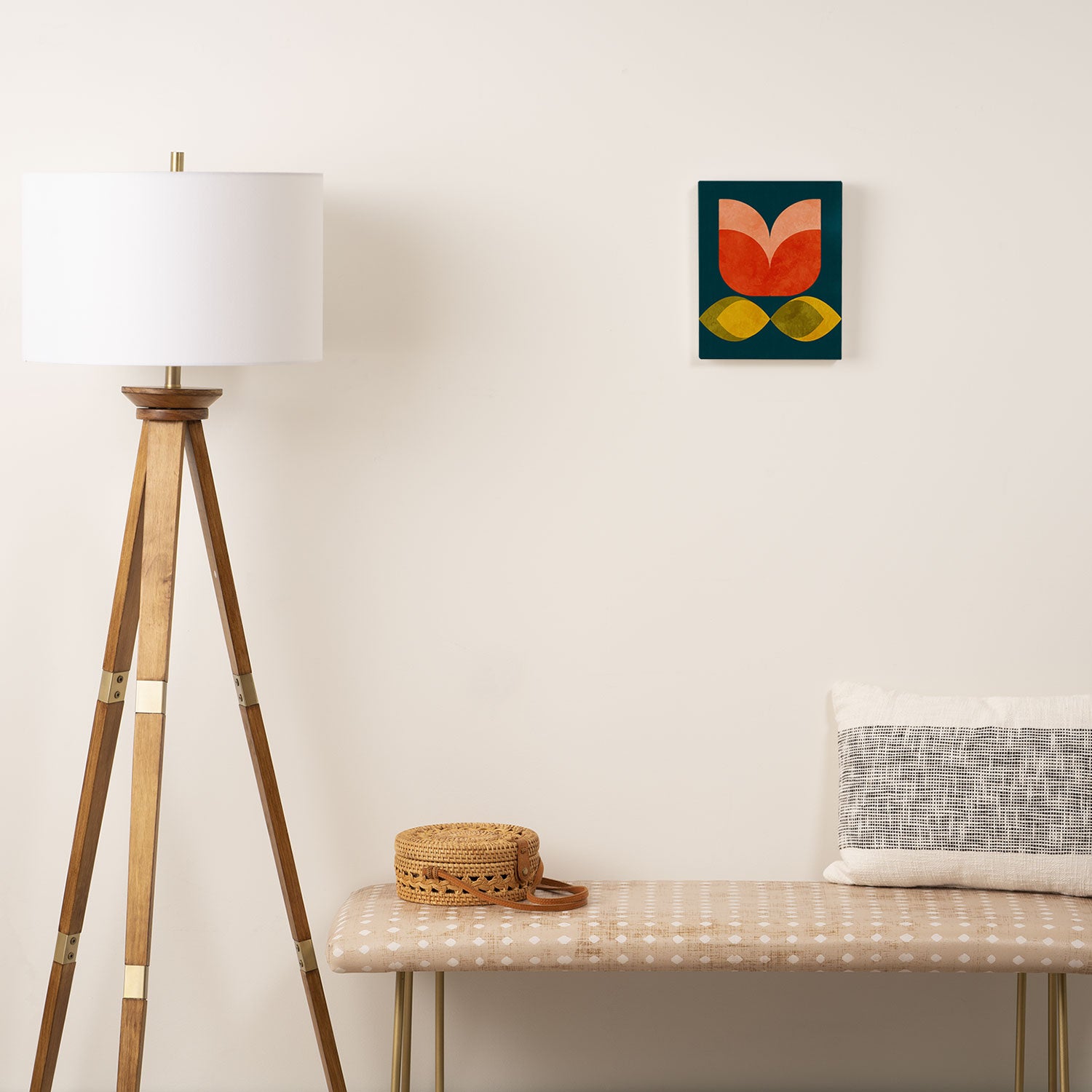retro tulips teal Canvas Print Gallery Image 2