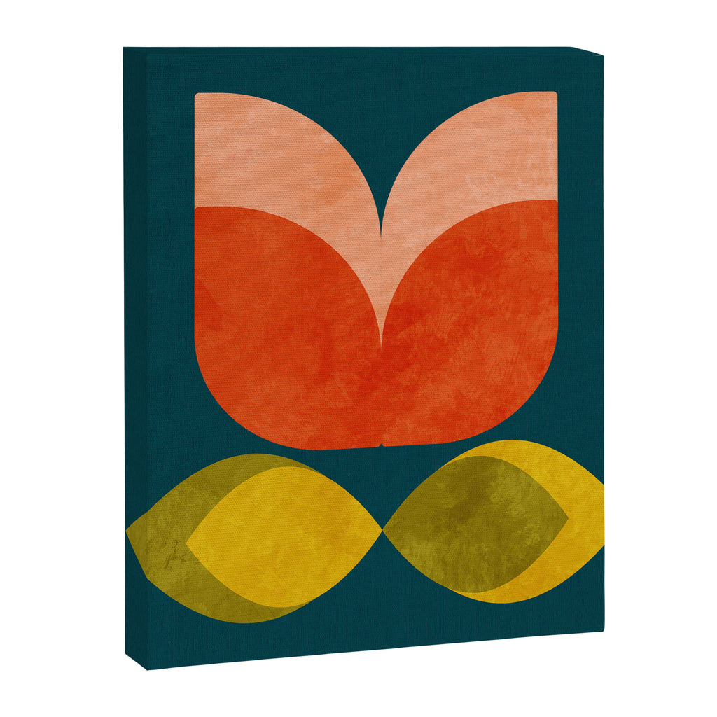retro tulips teal Canvas Print Gallery Image 8