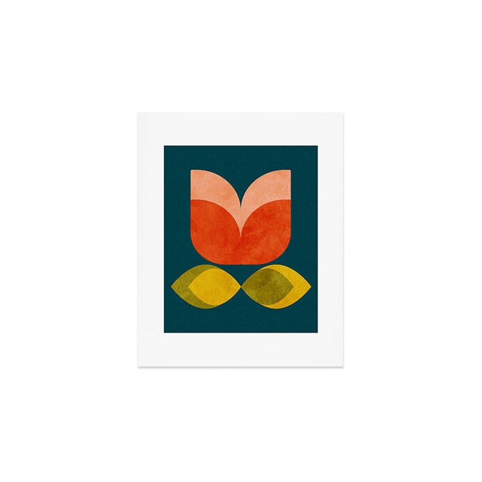 retro tulips teal Art Print Gallery Image 1