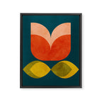 retro tulips teal Framed Canvas Print Gallery Image 8
