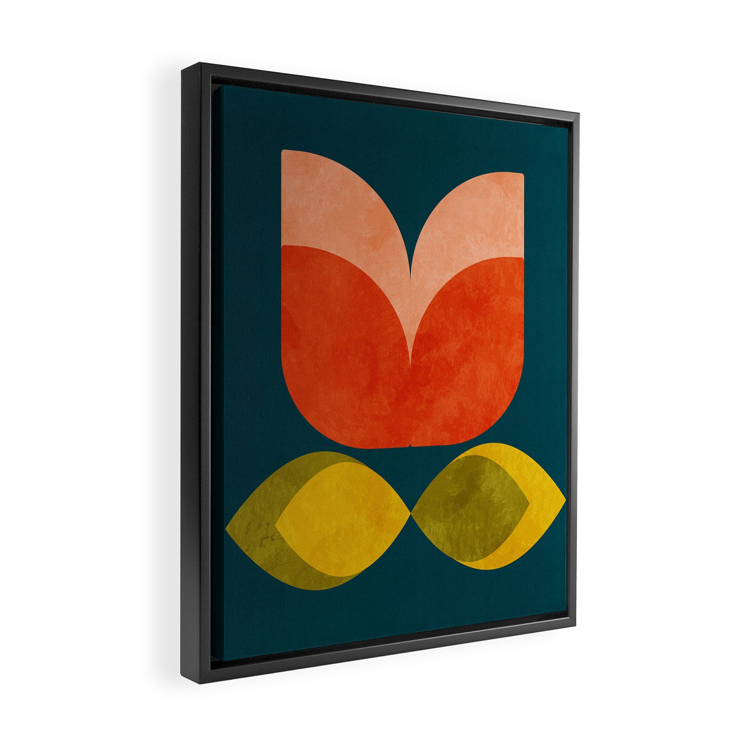 retro tulips teal Framed Canvas Print Gallery Image 2