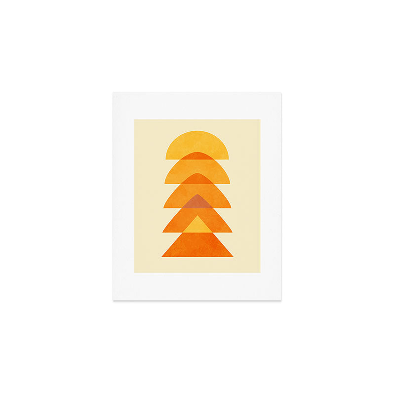 rhapsody orange 3 abstract mid century shape art Art Print Gallery Image 1
