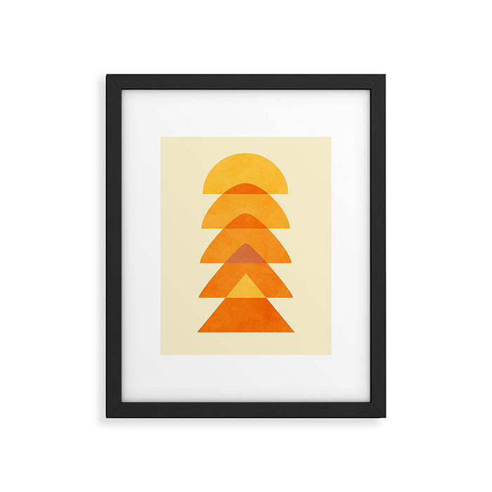 rhapsody orange 3 abstract mid century shape art Framed Art Print Gallery Image 1