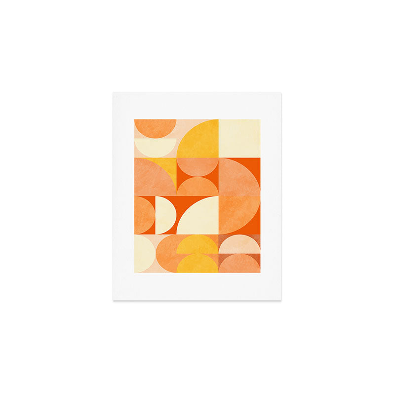 rhapsody orange 4 abstract mid century shape art Art Print Gallery Image 1