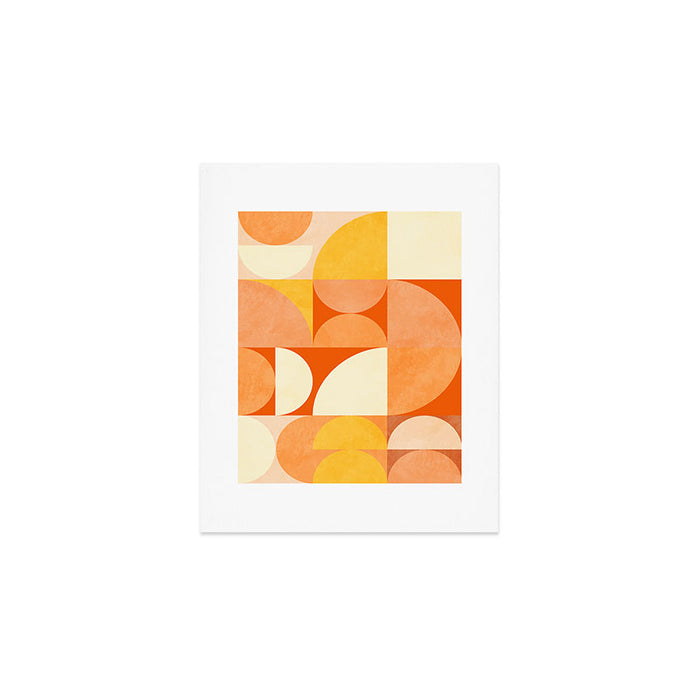 rhapsody orange 4 abstract mid century shape art Art Print Gallery Image 1