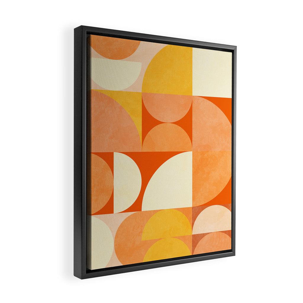 rhapsody orange 4 abstract mid century shape art Framed Canvas Print Gallery Image 2