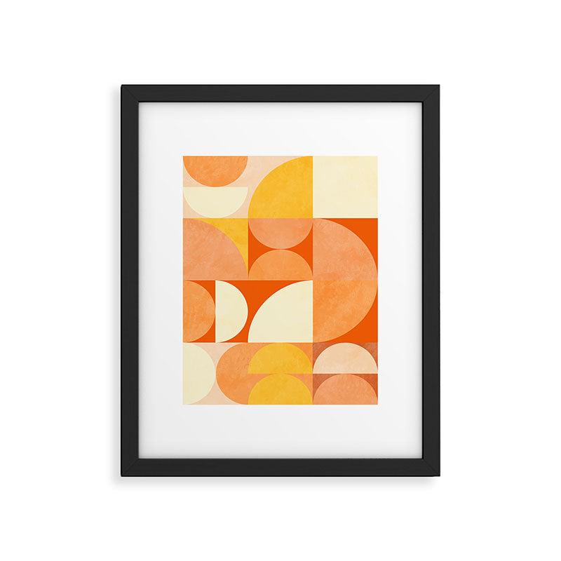 rhapsody orange 4 abstract mid century shape art Framed Art Print Gallery Image 5