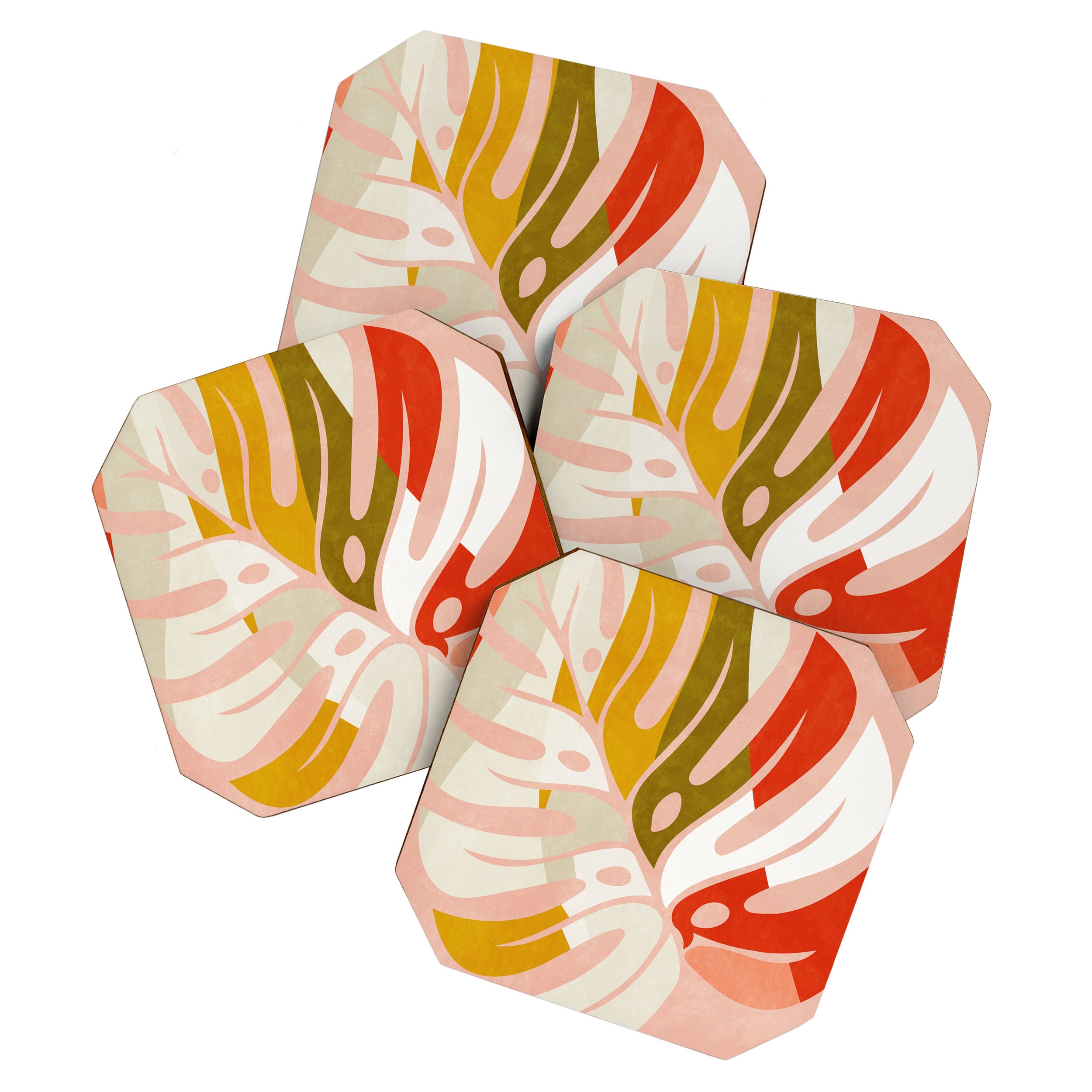 shapes leave minimal abstract art Coaster Gallery Image 1