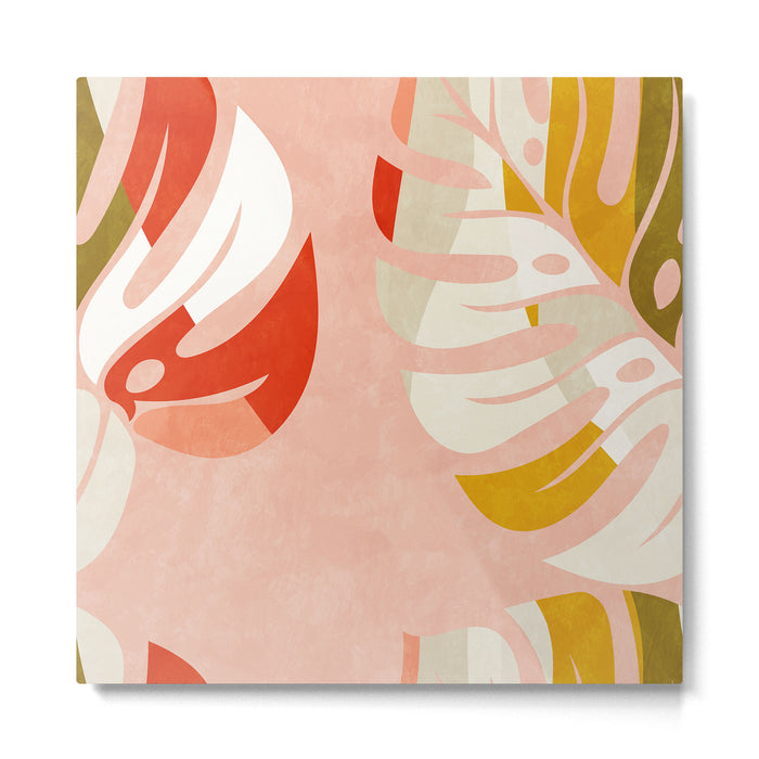shapes leave minimal abstract art Metal Print Gallery Image 1