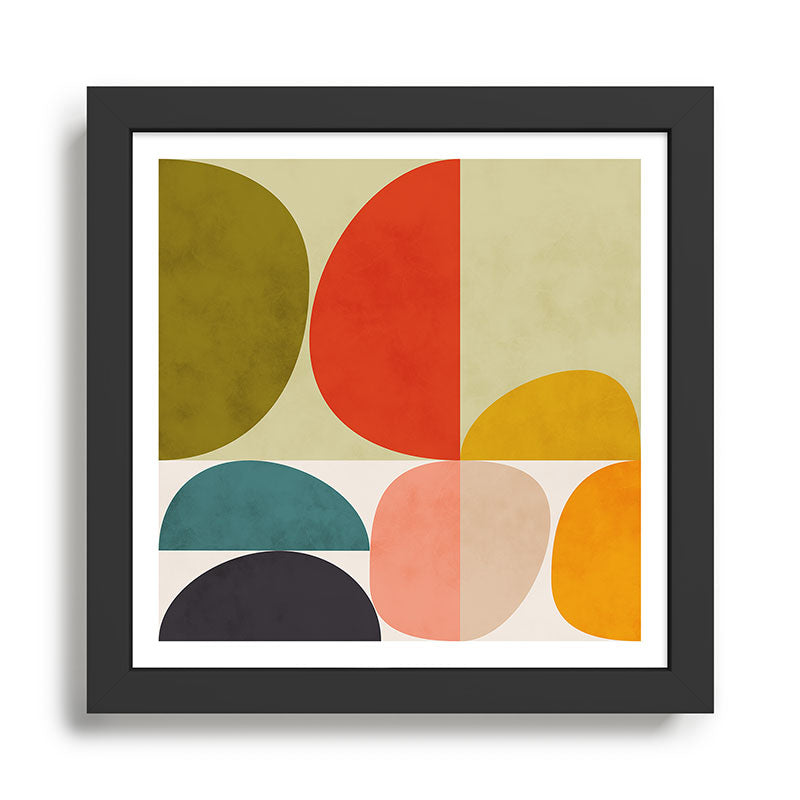 shapes of mid century geometry art Framed Art Print Gallery Image 1