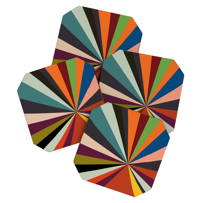 stripes rays geometric retro Coaster Gallery Image 1