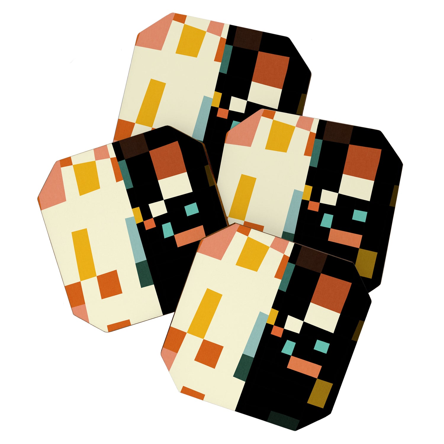 two in one, checker abstract Coaster Gallery Image 1
