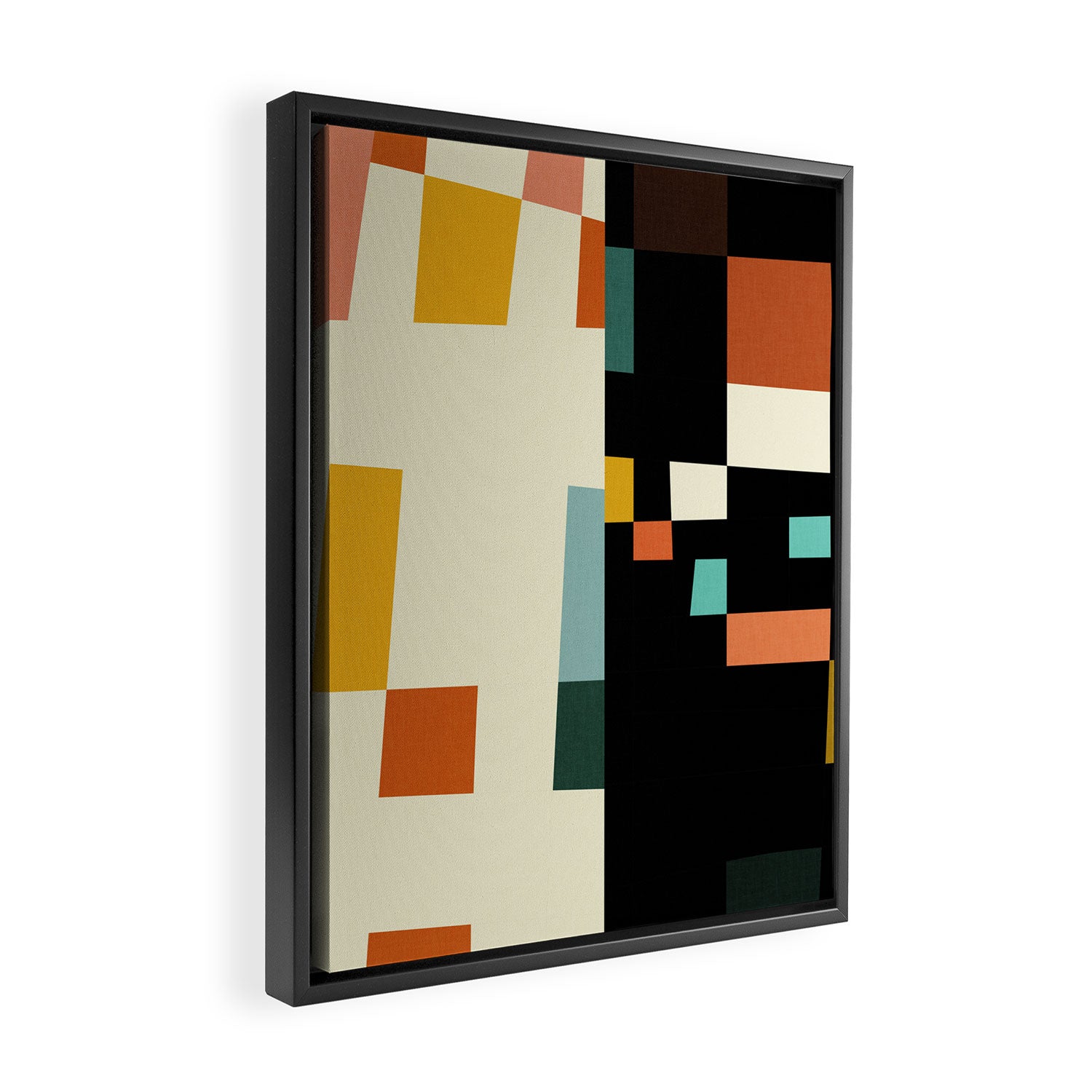 two in one, checker abstract Framed Canvas Print Gallery Image 2