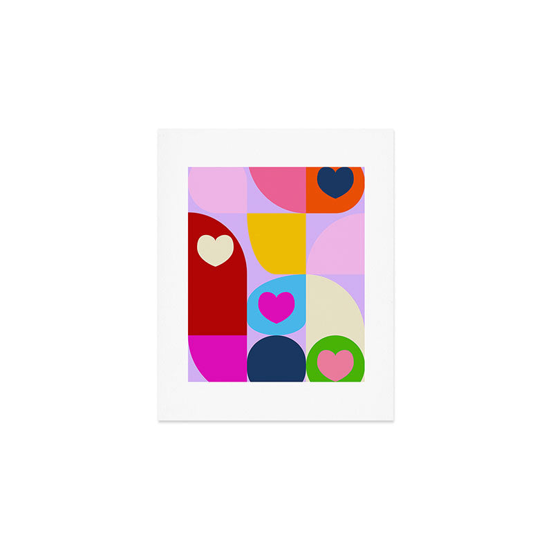 V-day hearts mid century modern Art Print Gallery Image 1