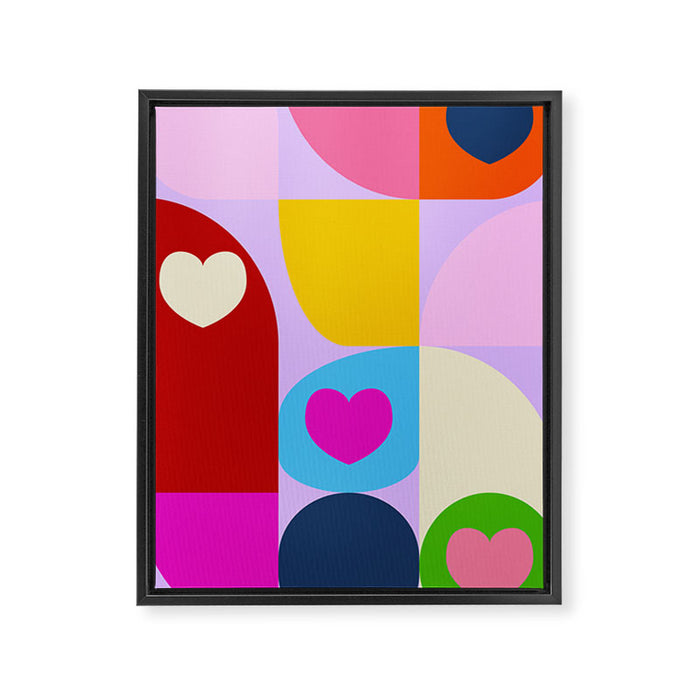 V-day hearts mid century modern Framed Canvas Print Gallery Image 1