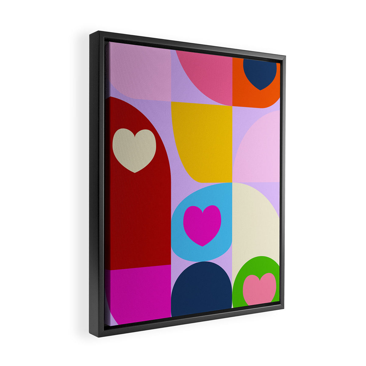 V-day hearts mid century modern Framed Canvas Print Gallery Image 2