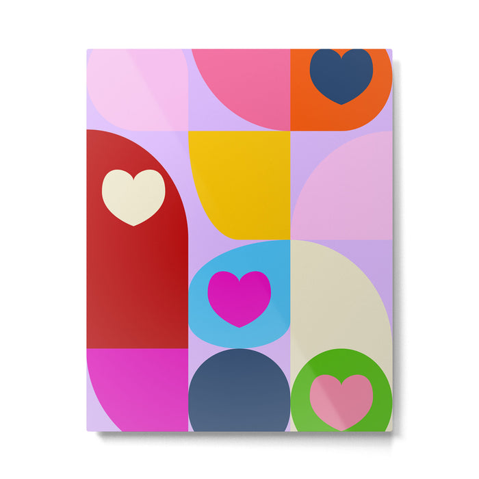 V-day hearts mid century modern Metal Print Gallery Image 1