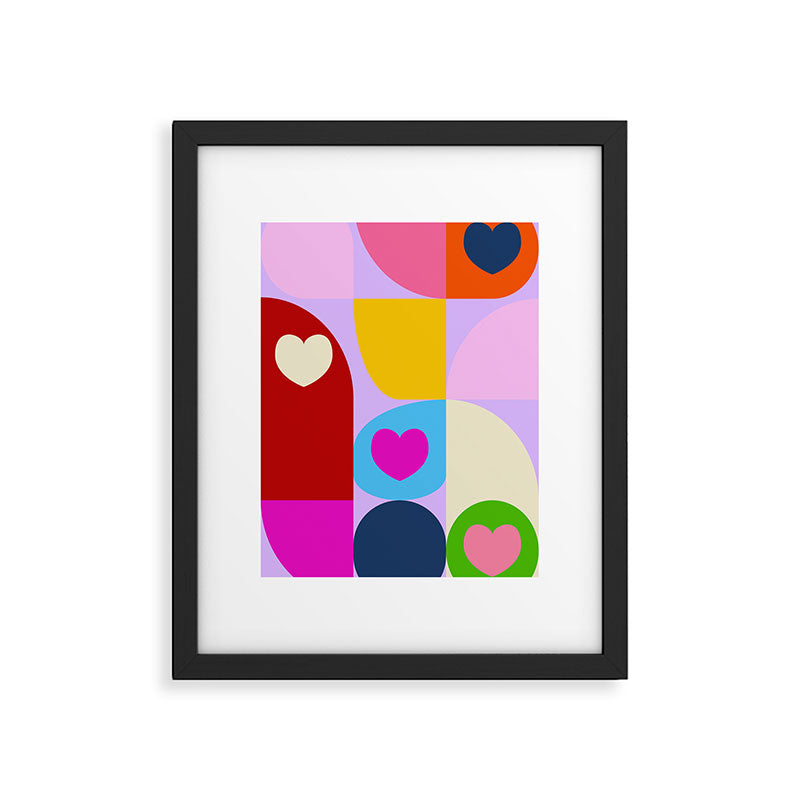 V-day hearts mid century modern Framed Art Print Gallery Image 5