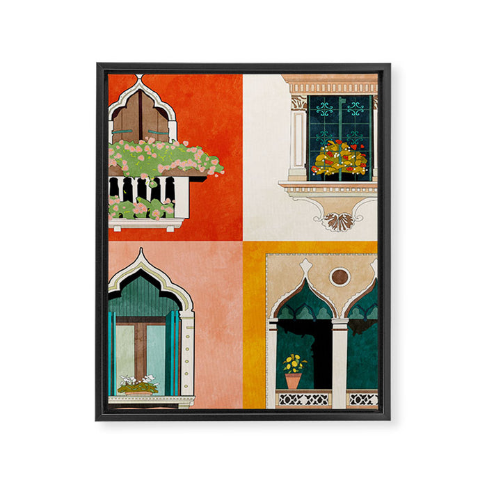 venice windows Framed Canvas Print Gallery Image 1
