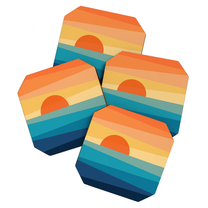Abstract geometric sunrise Coaster Gallery Image 1